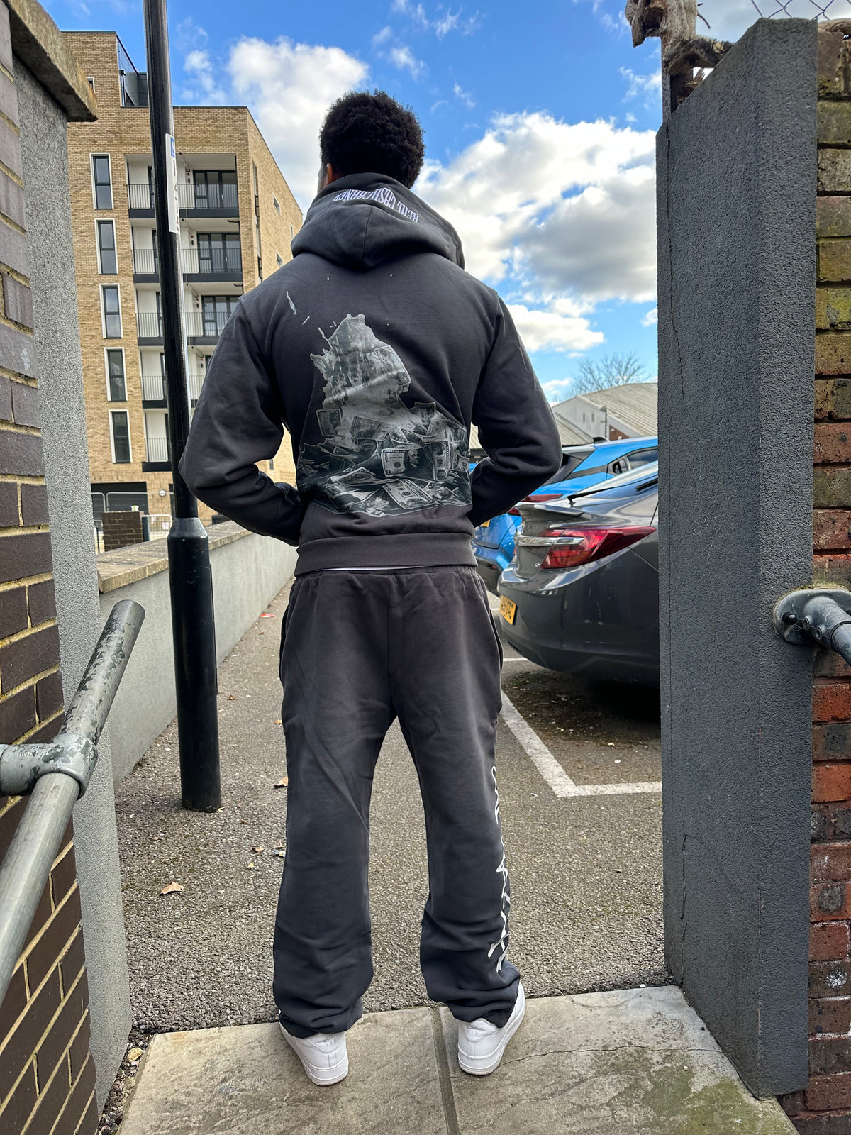 RCE 'Money' Acid Wash Tracksuit - Grey