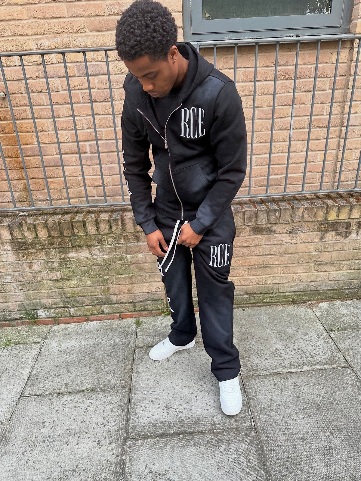 RCE 'Money' Acid Wash Tracksuit - Black