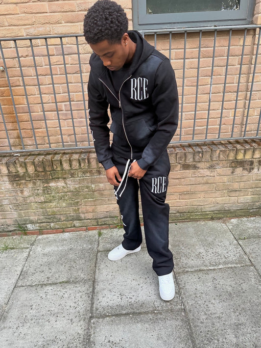 RCE 'Money' Acid Wash Tracksuit - Black